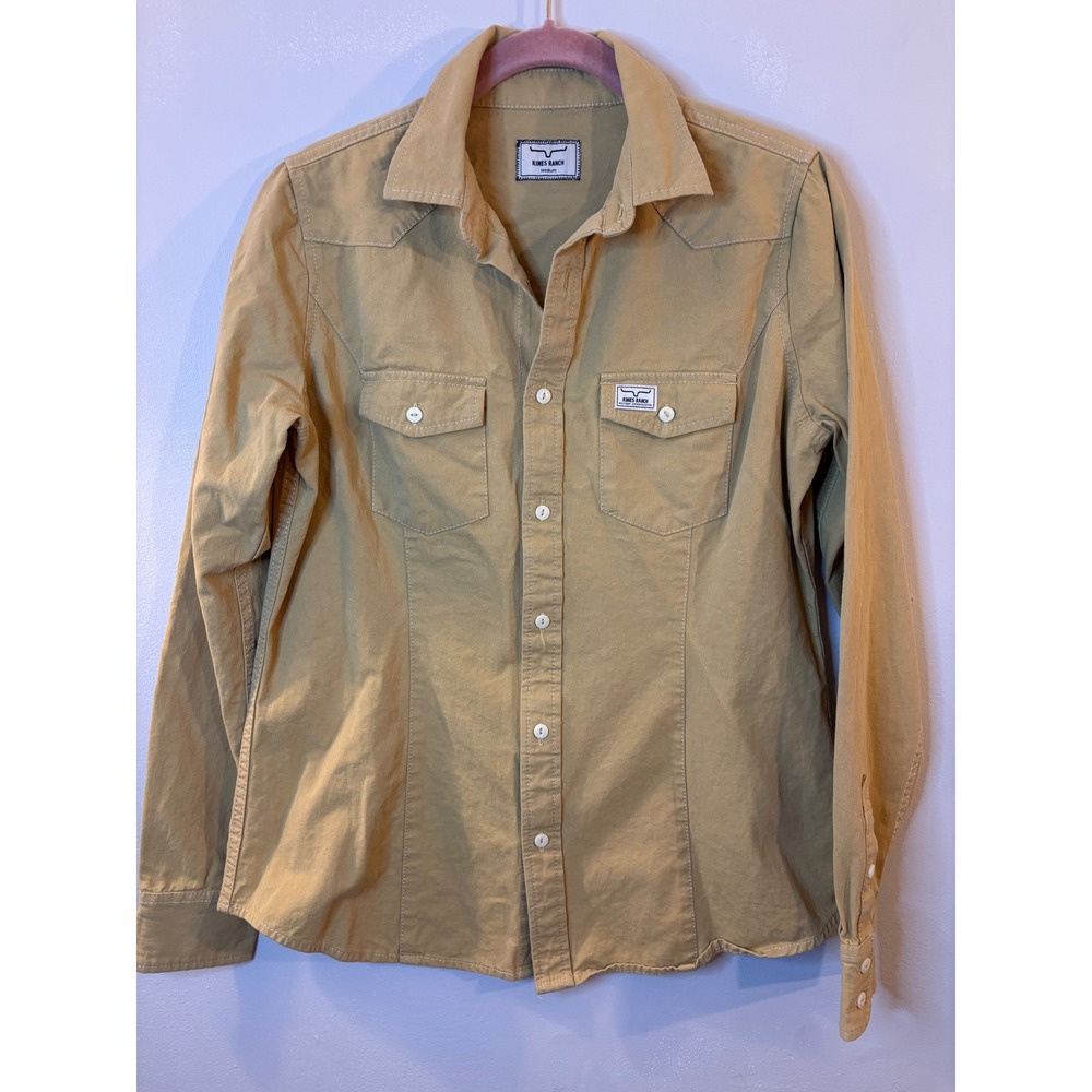 Kimes Ranch Men's Beige Western Button Up Shirt M Rodeo